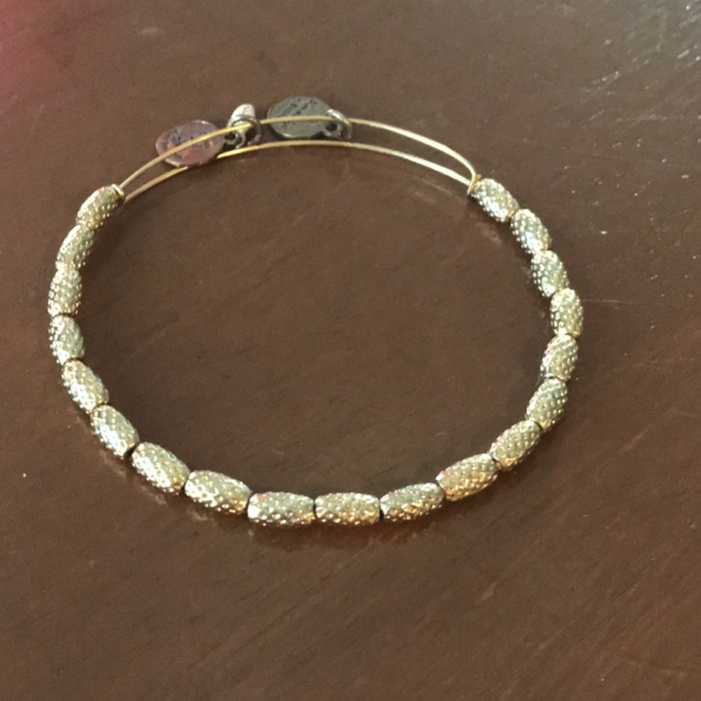 Alex and Ani gold beaded bracelet with texture